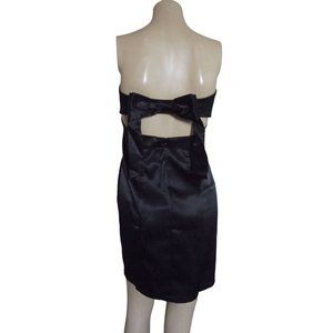 Fredericks Black Satin 6 Strapless Ruched Sweetheart Dress Open Back y2k retro